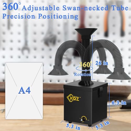 Image of KQZ-B1 Solder Fume Extractor, 168m /h Strong Suction Smoke Extractor, 5*Thick Pre-Filter+H13 HEPA Soldering Fume Extractor, 99.99% Purification Smoke Absorber for Welding Soldering 3D Printing Black