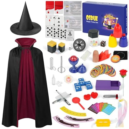 OSDUE Juego de Magia, Trucos de Magia con Sombrero Mágico & Varita Magica & Capa Magica & Instrucciones Videos Juguetes Regalo Niños y Niñas Kit de Ciencia 24 Trucos de Magia | Ya disponible en tu tienda friki favorita! En mundofriki.es!