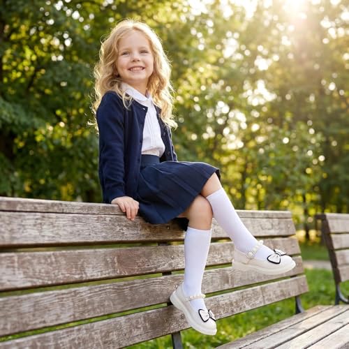 Image of Girls Mary Janes Shoes Toddler Dress Shoe School Uniform Oxford Flats | Elegance Comfort Cute Sweet Functional Sturdy Fit Widen Soft cushioned Non-slip Party Wedding Christmas Easter Gifts