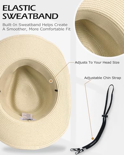 Image of Zylioo XXL Straw Cowboy Hat,Large Size Western Cowgirl Hat,Wide Brim Summer Sun Hats,Breathable Beach Travel Hats