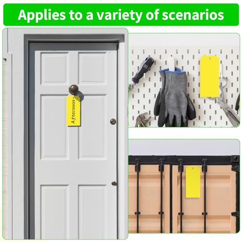1000 Pieces 4 3/4\" x 2 3/8\" Plastic Shipping Tags Yellow Labeling Tags Writable Hang Tags with Reinforcement Hole Waterproof Luggage Tags for Equipment Car Parts Without Wires - Thumbnail 6