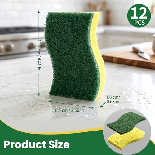Image of 12 Count Heavy Duty Scrub Sponges,Dual Sided Kitchen Sponges for Non-Coated Cookware and Outdoor Grills, Flexible, Durable, and Strong, Long Lasting Cleaning Sponges for Cleaning Kitchen Dishes