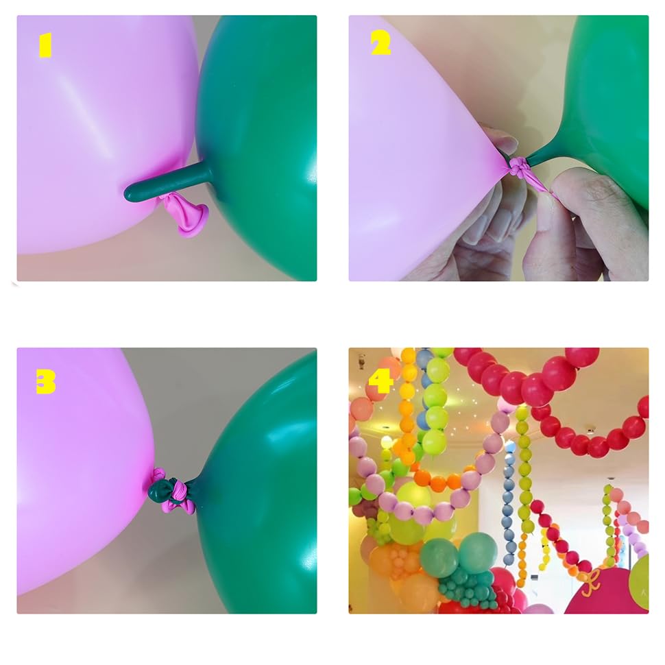 Image of 120 Pcs Link Balloons 12 Inch Linking Balloons for Birthday Wedding Party Festival Decorations (Magenta)