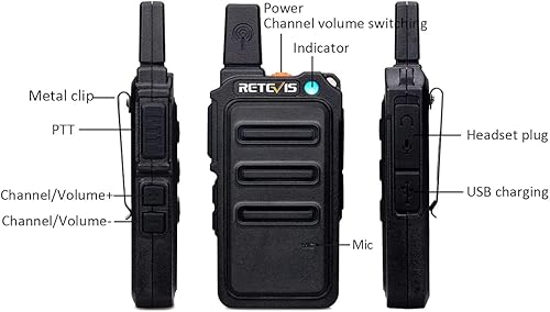 Miniatura 2 de Retevis RT19 Walkie Talkie Auricular con micrófono, radios de 2 vías, Walkie Talkies de largo alcance, 1300 mAh, manos libres VOX, Mini, pequeña,