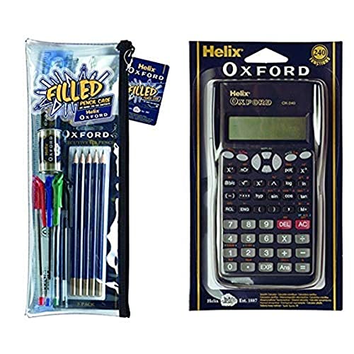 Image of Helix Oxford Filled Pencil Case Stationery Set & Helix Oxford Scientific Calculator