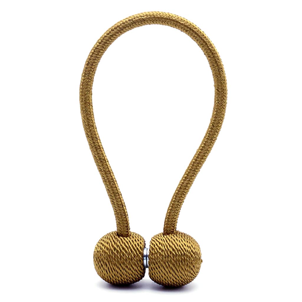 Pièces Embrasses de Rideau Magnétiques, Clips de Boucle de Porte-Rideau Attaches de Draperie en Corde avec Aimant Fort et Durable pour la Décoration de Bureau à Domicile Beige (Laiton)