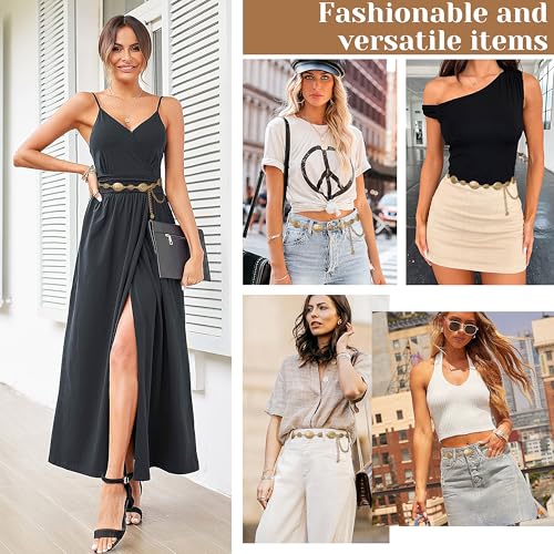 LOTOFUN Gold Chain Western Belts: Metal Cowgirl Chain Belts for Women - Concho Country Belt for Concert Outfit2