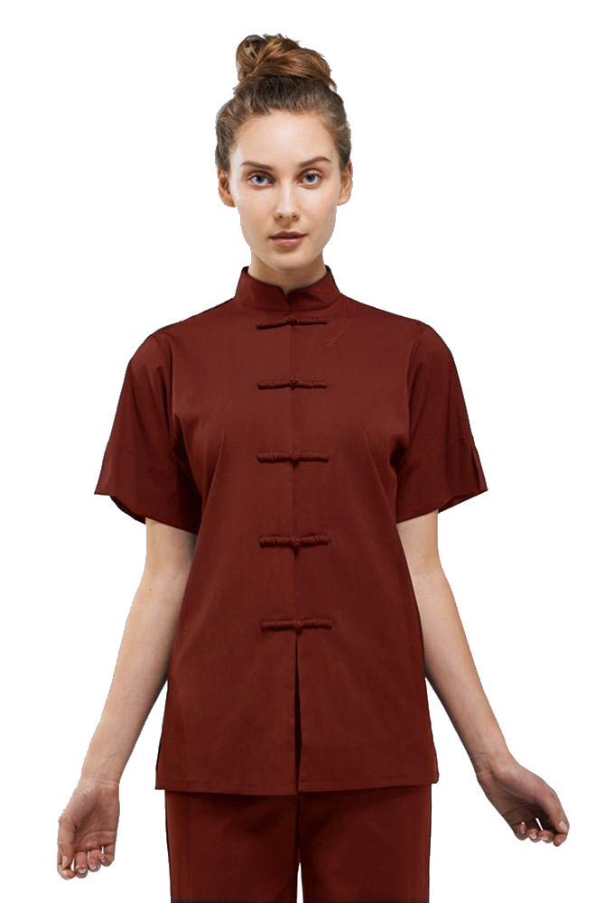 Noel Asmar Uniforms Inc.Noel Asmar Uniforms Mandrin Collar Zen Tunic, Hand-Made frog style closures, Spicy Berry