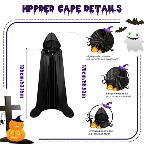 NozlaID Halloween Witch Gothic Costume for Womens, 5 Pcs Witch Costume Set with Cape, Hat, Gloves, Choker & Spiderweb Stockings for Party Cosplay by NozlaID - Used condition - Image 3