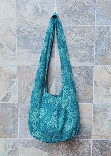 Image of BTP! Thai Cotton Hippie Hobo Sling Crossbody Bag eco Friendly Shopping bag Paisley Print Large