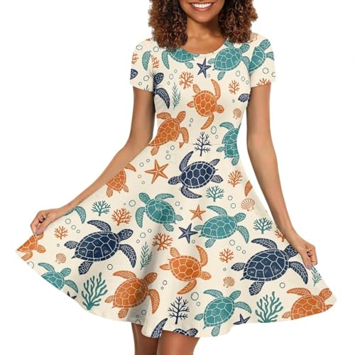 Image of AFPANQZ Womens Casual Summer Lightweight Vintage Dress Short Sleeve Midi Dress Knee-Long Luxury Formal Dress