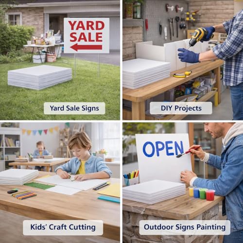 Image of Patelai 3 Pcs 24 x 36 Inches Corrugated Plastic Sheet Corrugated Poster Board 4mm Thick Waterproof Blank Board Sheets Plastic Yard Sign for Garage and Estate Sale, Indoor and Outdoor Use(White)
