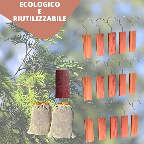 Legno Di Cedro Antitarme 17 Pz.Per Proteggere I Tessile In Armadi, Guardaroba, Cassetti.Trappola Naturale Per Tarme Dal Profumo Aromatico Molto Gradevole Ed Efficace Contro Le Tarme Dell'abbigliamento - 6