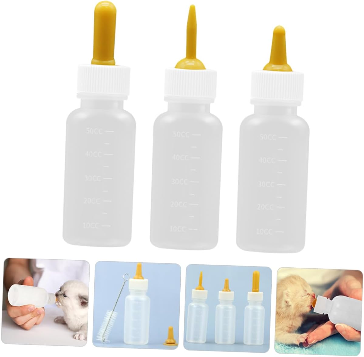 3Pcs Silicone Pet Nursing Bottles Small Cat Milk Bottle for Puppies Kittens and Small Animals Lightweight and Portable Feeding for Newborn Pets