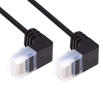 CY Ultra Thin Slim Cat6 Ethernet Cable RJ45 Down Angled 25cm UTP Network Cable Patch Cord 90 Degree Cat6a LAN for Laptop Router TV Box