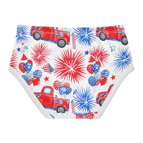 Vintage Red Truck 4th of July Girl Panties Cute Toddlers Underwear Floral Cotton Aesthetic Briefs Undies Kids 2t2