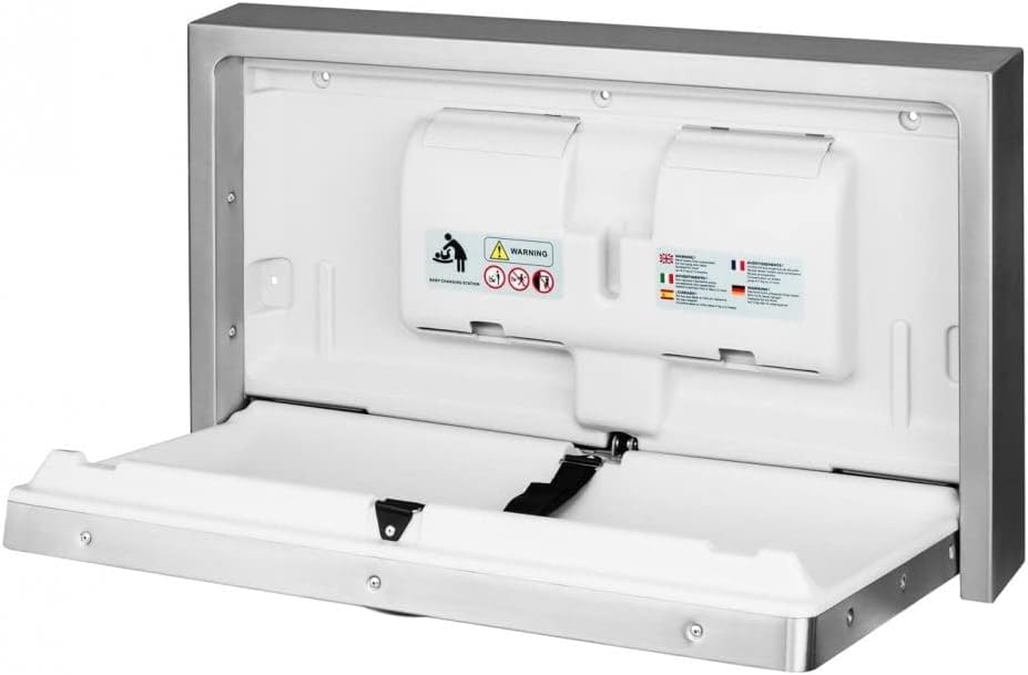 Commercial Baby Changing Table, Stainless Steel Horizontal Surface Wall Mounted Folding Baby Changing Unit