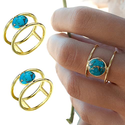 Bague en or turquoise naturel cadeau idéal pour fille et femme