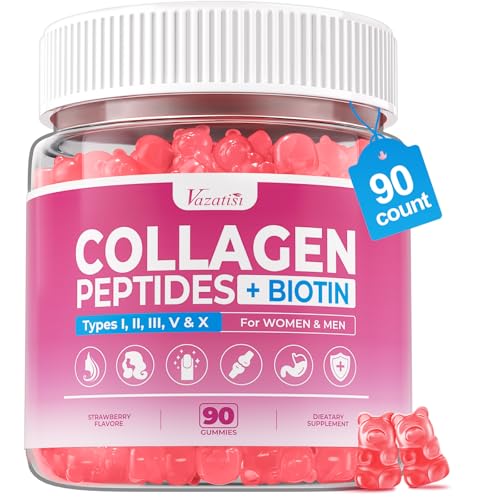 Vazatisi Sugar Free Collagen Gummies for Women & Men with Hydrolyzed Collagen Peptides, Biotin &...