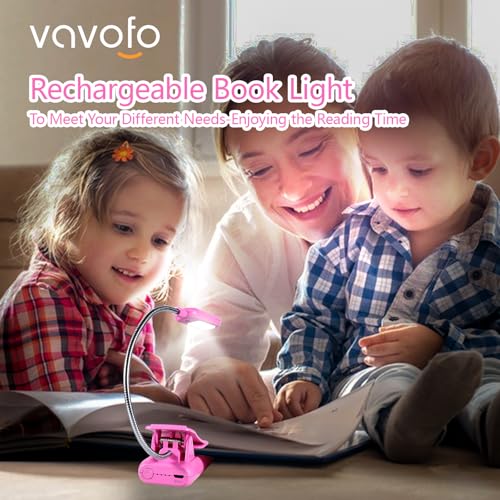 image for VAVOFO Rechargeable Book Light for Reading in Bed Kids, 7 LED Reading 
