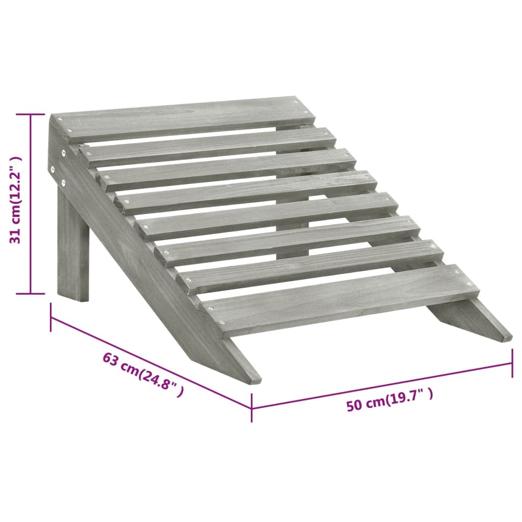 vidaXL Silla de Jardín con Otomana de Madera Mobiliario Exterior Terraza Muebles de Exteriores Jardín Patio Resistente a la Intemperie Resistente Gris