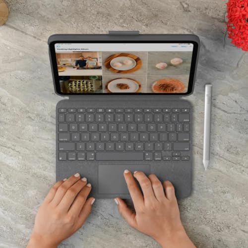 Image of 𝗟𝗢𝗚𝗜𝗧𝗘𝗖𝗛Combo Touch Keyboard Case for i-Pad Air 11-inch M2, M3, 5th Generation | Detachable Backlit Keyboard | Large Multi-Touch Trackpad | Adjustable Kickstand | Oxford Grey | Seller Warranty