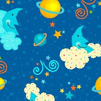 Fat Quarter Classic Jurassic Cosmic Toss Blue Cotton Quilting Fabric 50cm x 55cm