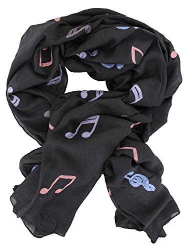 mugesh Schal Notenschlüssel schwarz - Geschenk für Musiker Cover
