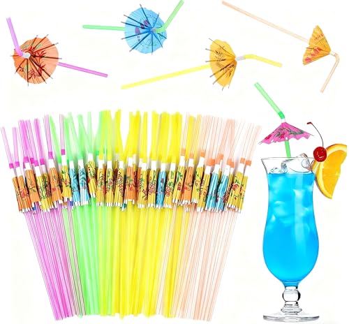 100 pitillos decorativos con sombrilla 9.5 pulg miniatura 1