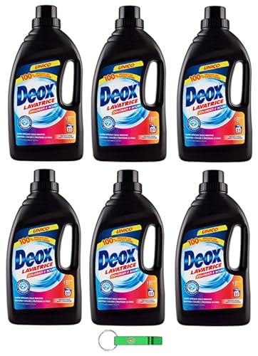 Lot de 6 déox Lavatrice pour vêtements colorés et foncés - Lessive liquide pour machine à laver - Lessive 21 lavages 1050 ml + porte-clés Beni Culinari gratuit