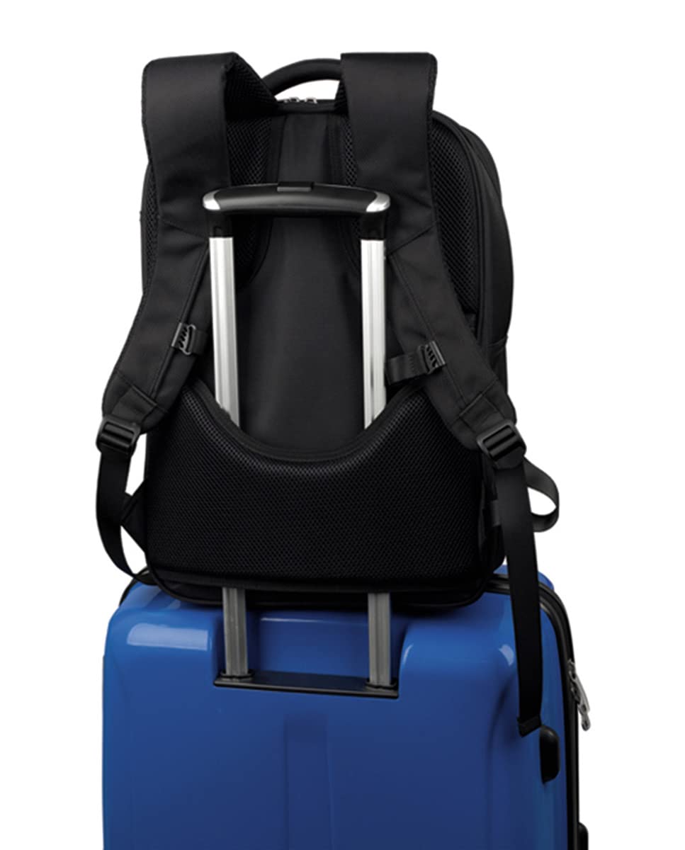 Gabol - Mochila Acolchada para Portátil 15,6" Stark 31x43x13 cm - 2 Compartimentos, Cinturón Ajustable al Pecho y Acople a Maleta - Diseño Español en Poliéster y Piel Sintética - Negro