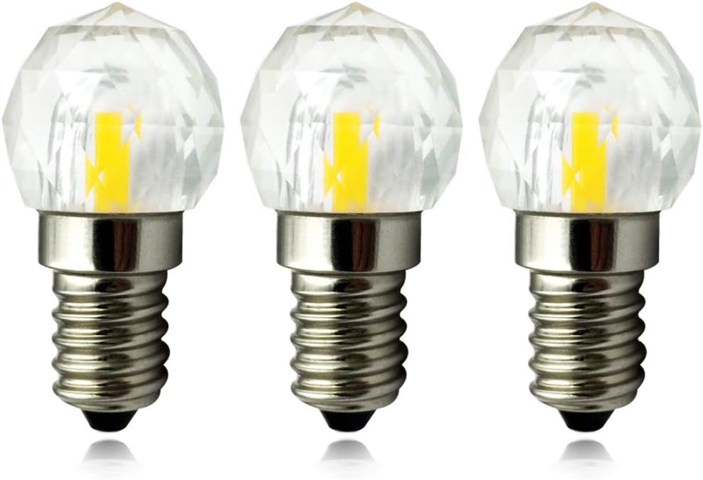2W E12 Mini Globe Crystal LED Light Bulb Dimmable COB Bulbs 20W Incandescent Equivalent Daylight White 6000K E12 Candelabra Base 300LM for Desk Lamps Ceiling Fan Chandelier Home Lighting, 3 Pack