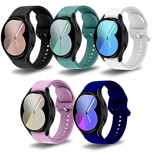 ASDONAL 5 Piezas 20mm Correas de Silicona, Repuesto Compatible con Samsung Galaxy Watch 6/5/4 40mm 44mm / Galaxy Watch 6/4 Classic 47mm 46mm 43mm 42mm / Watch 5 Pro 45mm