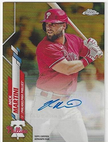 Nick Martini Serial Numbered #19/50 Gold Autographed Collectible Baseball Card - 2020 Topps Chrome Update Baseball Card #USA-NM (Philadelphia Phillies) Free Shipping