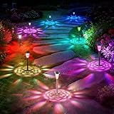 FIFlying Solarlampen für Außen Garten, 8 Stück Warmweiß LED Solarleuchten, Garten Deko Beleuchtung, IP65 wasserdicht Solarlampe für Garten, Außen, Terrasse, Rasen, Hof, Wege - RGB
