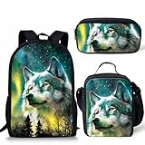 フル3点セット キッズ ガールズ スクールバックパック 幼児用ブバッグ ランチトートグ ペンシルボス ブルーバタフライプリント