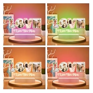 Custom Picture Frame with Photos, Personalized LOVE Photo Frame with Night Light, Customized Photo Acrylic Plaque, Personalized Photo Gifts for Mom, Baby, Kid, Family, Pet Custom Picture Frame with Photos Personalized LOVE Photo Frame with Night Light Customized Photo Acrylic Plaque Personalized Photo Gifts for Mom Baby Kid Family Pet
