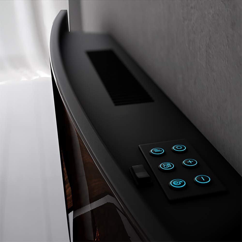 Cecotec Foyer électrique décoratif Ready Warm 2250 Curved Flames. 2000 W, Taille 22", WiFi, 2 Niveaux de Puissance, Télécommande, Panneau incurvé, Minuterie, 20 m2 (22", Noir | Télécommande)