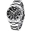 MEGALITH Mens Watches Chronograph Silver: Stainless Steel Quartz Wrist ...