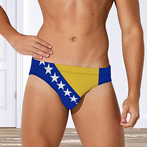 Calculay Bosnia and Herzegovina Flag Men's Swimming Trunks,Beach Shorts Stretch Swimsuit Quick Dry3