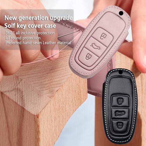 Étui clé Audi en cuir rose chic pour protéger votre télécommande A6 A7 Q7