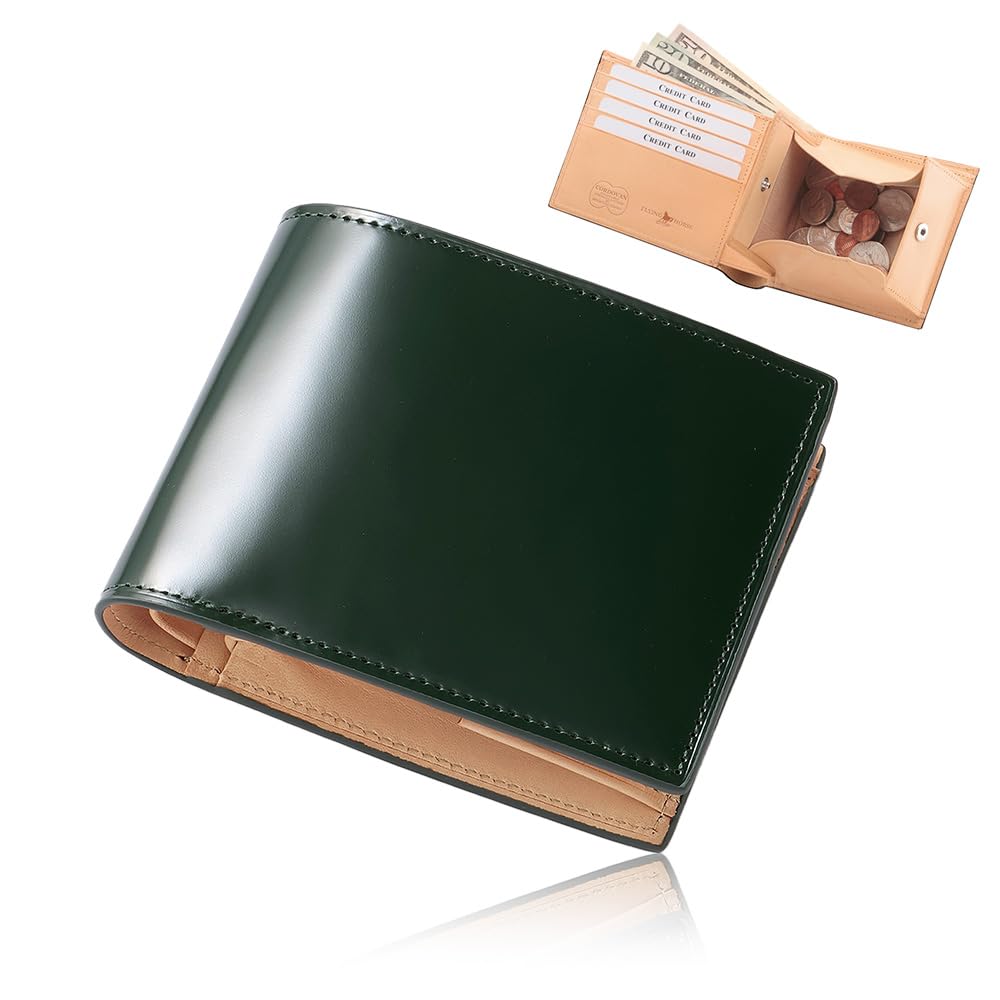 Amazon | [フライングホース] 二つ折り財布 コードバン レザー使用