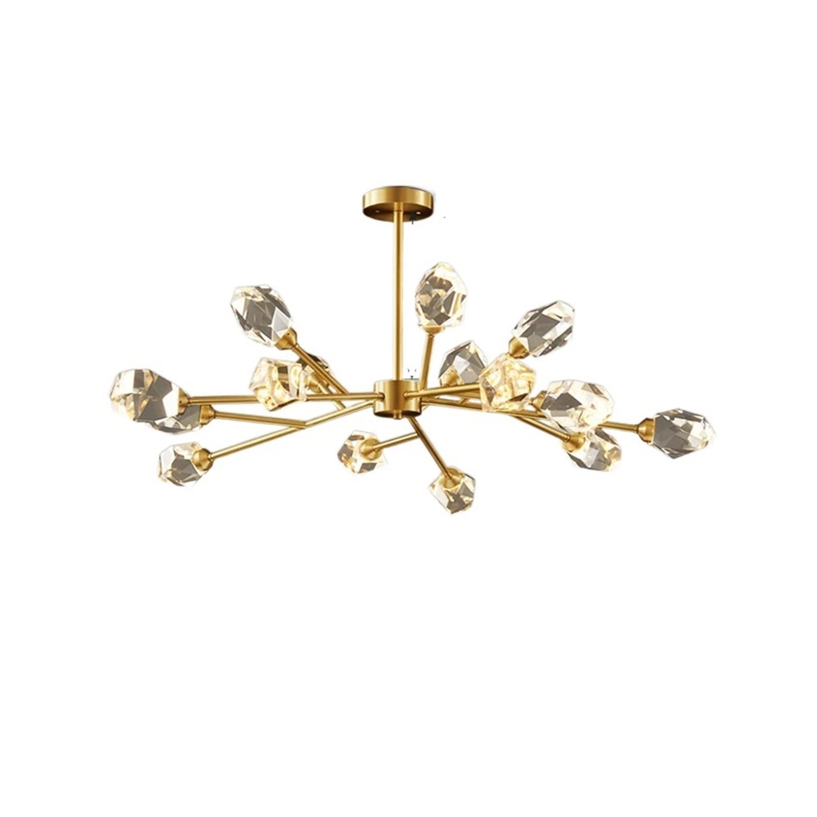 ASerZenith Chandeliers Light Luxury All Copper Crystal Chandelier Villa Living Room Lamp Creative Art Chandelier Nordic Net Red Bedroom Hall Lamp,Hanging Light,Copper 15 Head
