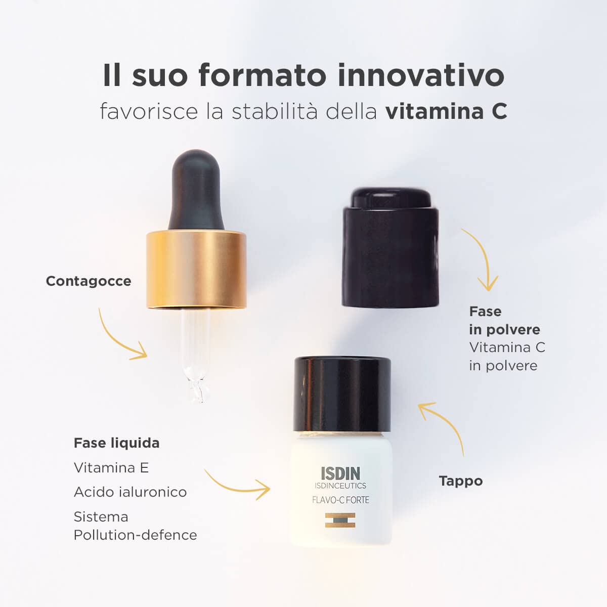 ISDIN Isdinceutics Flavo-C Forte (3 unità) | Siero Viso Antiossidante | 15% Vitamina C in Polvere Pura e Fresca
