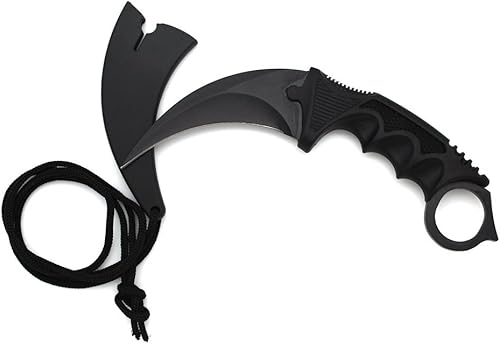 Miniatura 3 de Snake Eye Tactical Karambit Style - Cuchillo de cuello de espiga completa para exteriores, campamento, pesca, caza (negro)