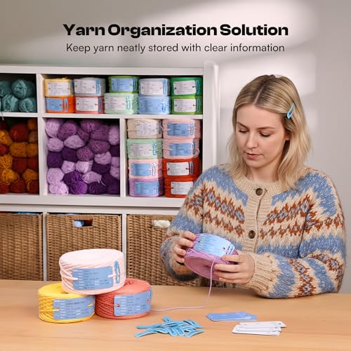 Image of Caydo 40 Set Yarn Information Tags with Clips for Yarn Storage Organizer