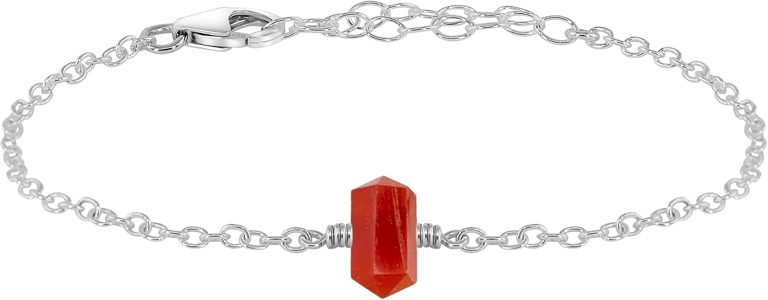 Carnelian Double Terminated Crystal Bracelet in Sterling Silver