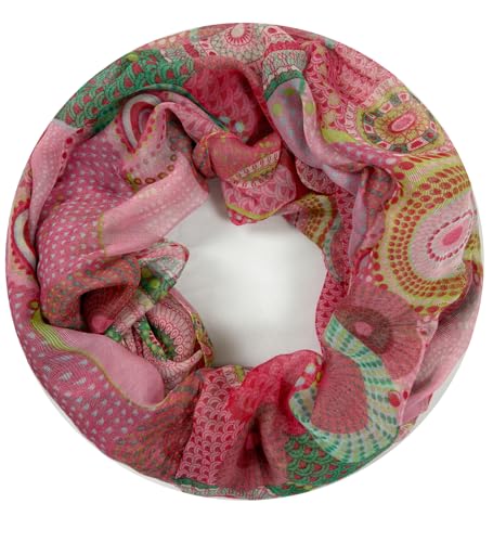 Van Der Rich ® - Loop Schal mit Muster Schlauchschal Halstuch - Damen (14-Rosa)