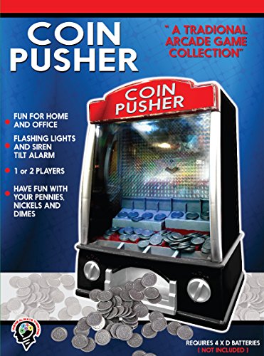 Think Stores Miniature Arcade Coin Pusher with Flashing Lights and Tilt Alarm