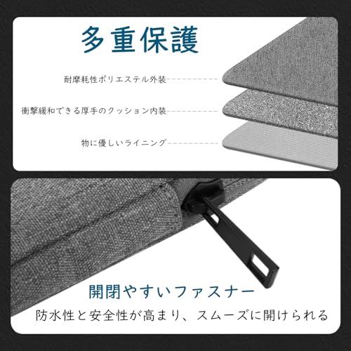 タブレット スリーブケース 9-11インチ TiMOVO iPad 11世代 ipad バッグ ポーチ ノートパソコン ケース PC ラップトップ カバー インナーケース タブレットケース 小学生 ランドセルに入る 撥水加工 耐衝撃 軽量 薄型 iPad Air/Pro 11"(M3/M2)/iPad 10世代/iPad 10.2/iPad Air 4/5/iPad mini7等対応 浅灰